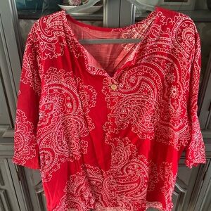 Elegant Red Paisley Women's Blouse
